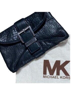 Michael Kors Leather Clutch | Black & Silver | With Dust Bag